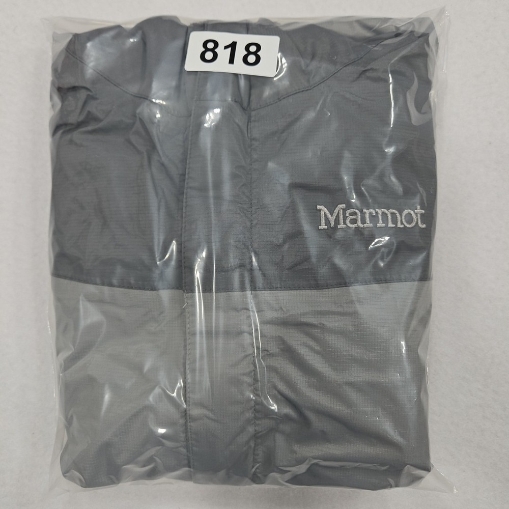 Marmot Jacket Men XL Gray Rain Lightweight Waterproof Hooded Hiking Windbreaker - Picture 12 of 12